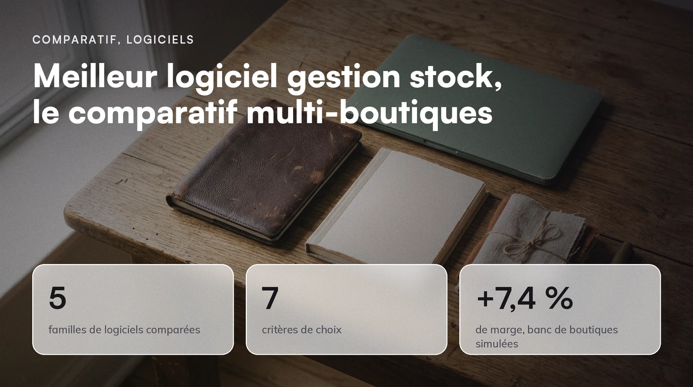 Comparatif, Logiciels : Meilleur logiciel gestion stock, le comparatif multi-boutiques. 5 familles de logiciels comparées ; 7 critères de choix ; +7,4 % de marge, banc de boutiques simulées